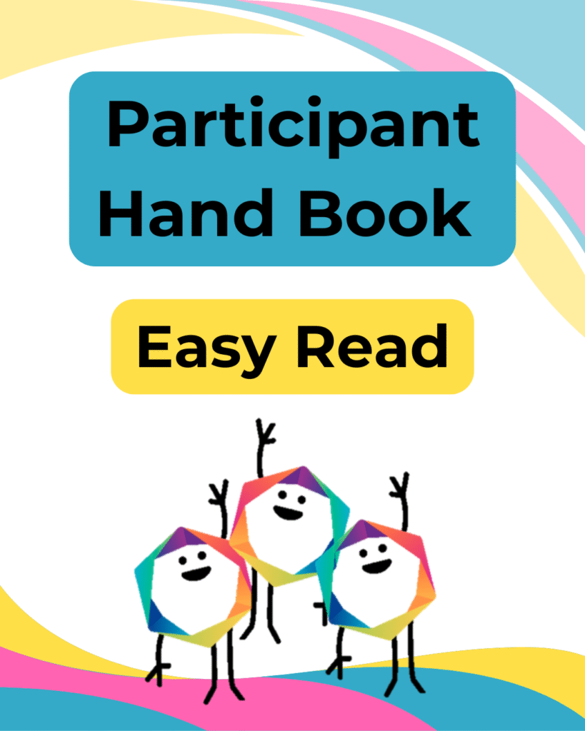 Participant Handbook Easy Read version- Support Coordination Plan Management Community Mentor Psychologist NDIS Geelong therapy support worker telehealth